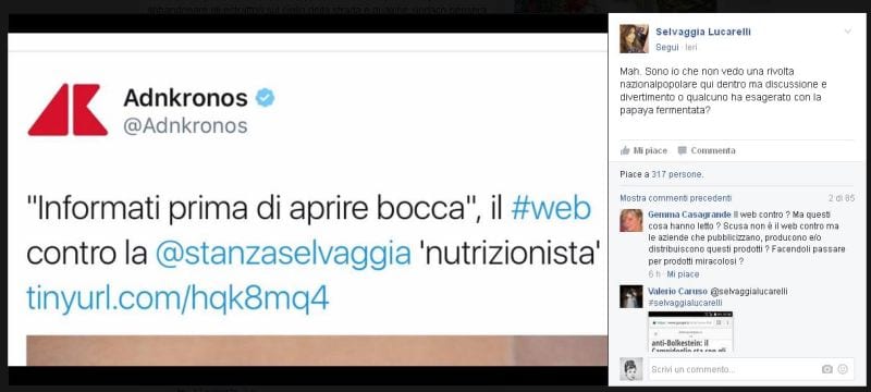 Selvaggia Lucarelli contro celiaci e intolleranti: tutto vero o una bufala?