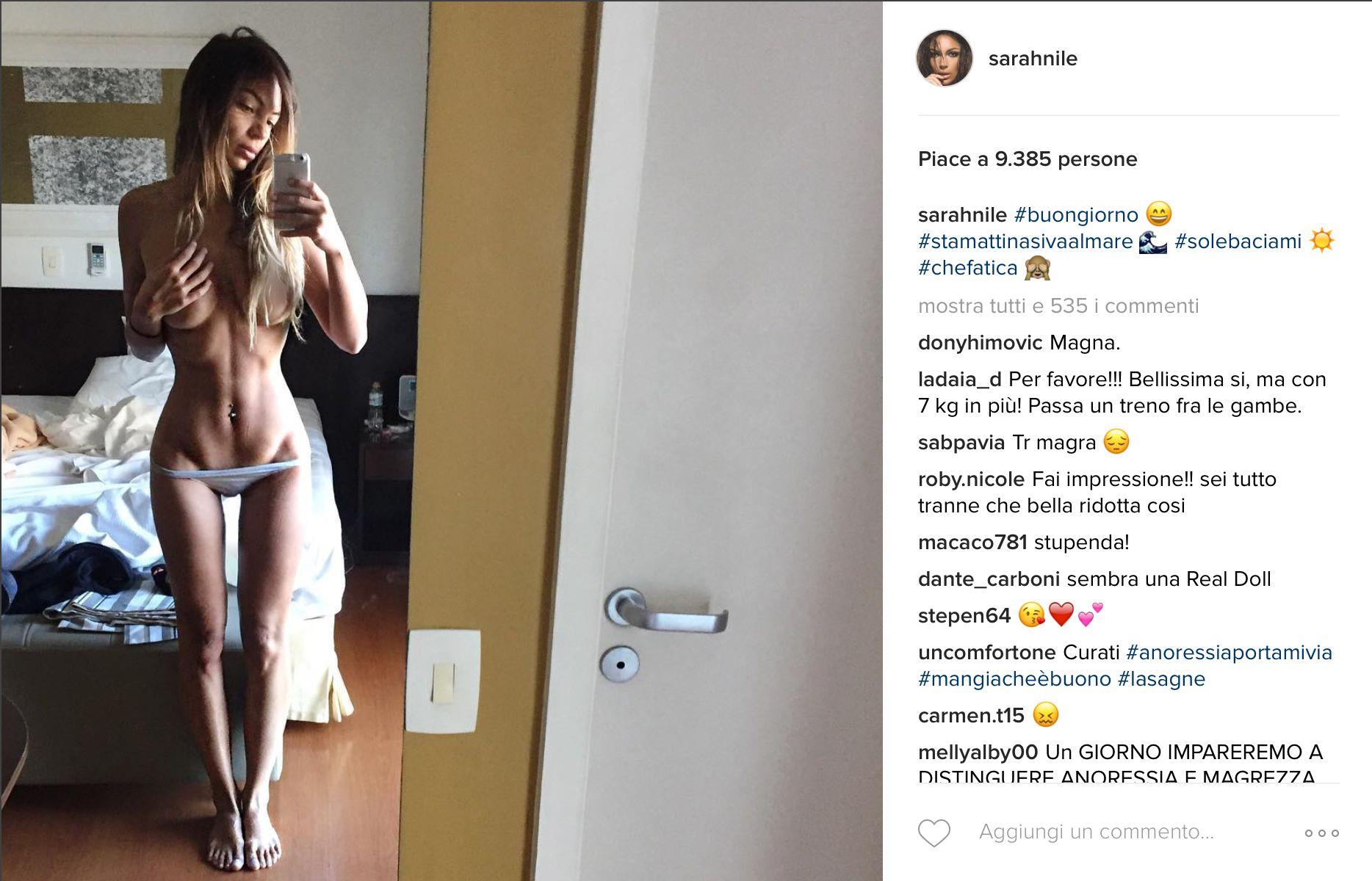 Sarah Nile sgonfia la polemica per la foto nuda: "Ma quale anoressia!"