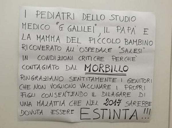 Morbillo: lettera del bambino malato ai genitori che non vaccinano i figli