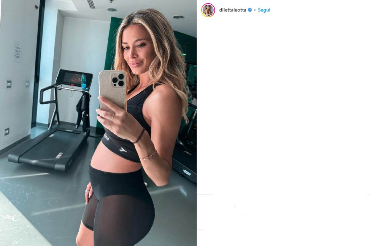 Diletta Leotta con il pancione in palestra