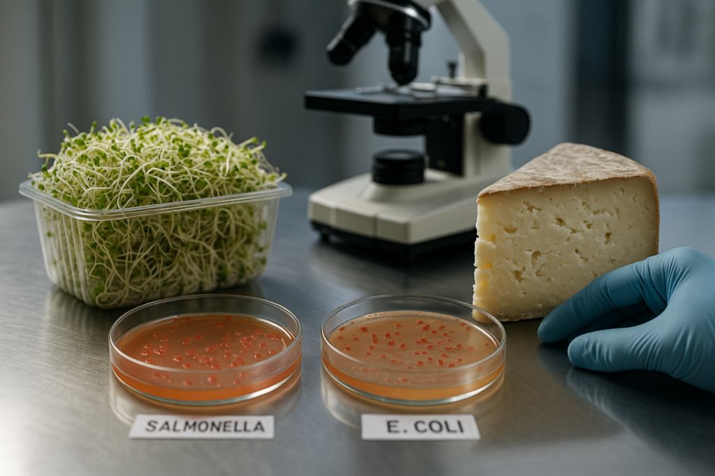 Focolai alimentari in Europa 2026: salmonella nei germogli e E. coli nel formaggio a latte crudo