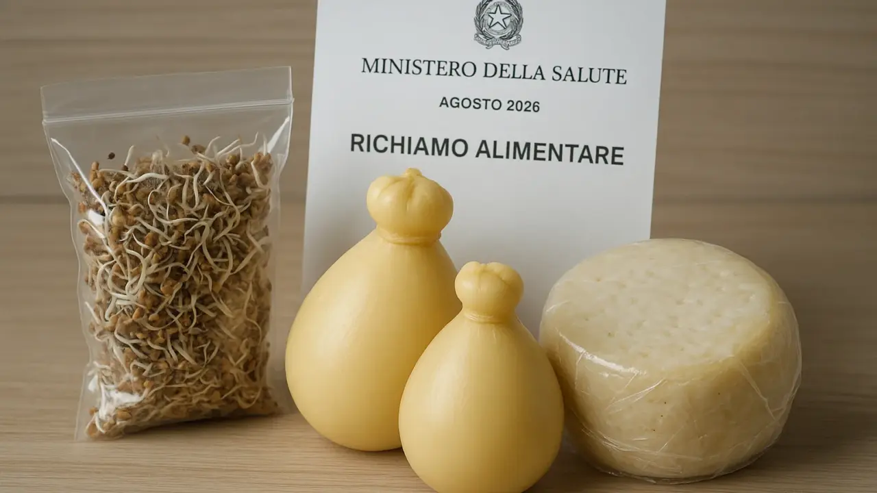 Richiami alimentari agosto 2026: E. coli STEC in semi bio, formaggi e frutta secca