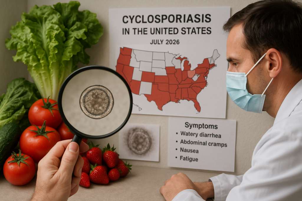 Epidemia di ciclosporiasi negli USA (luglio 2026): quasi 3mila casi e il ruolo dei tagli ai CDC