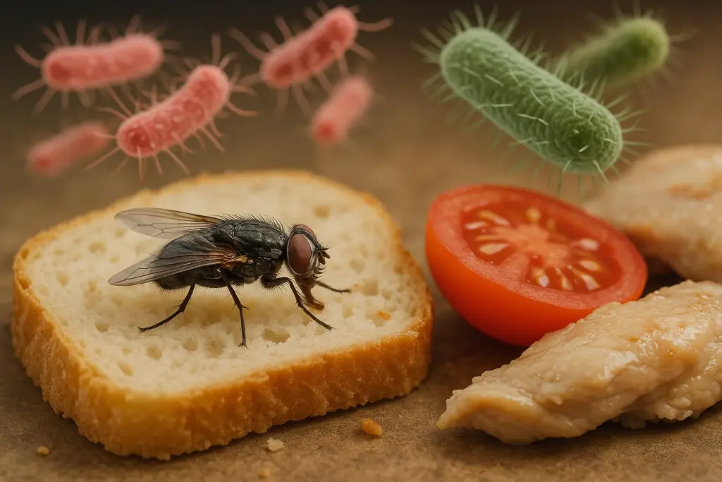 Mosche sul cibo: non solo fastidio, trasportano Salmonella e batteri pericolosi