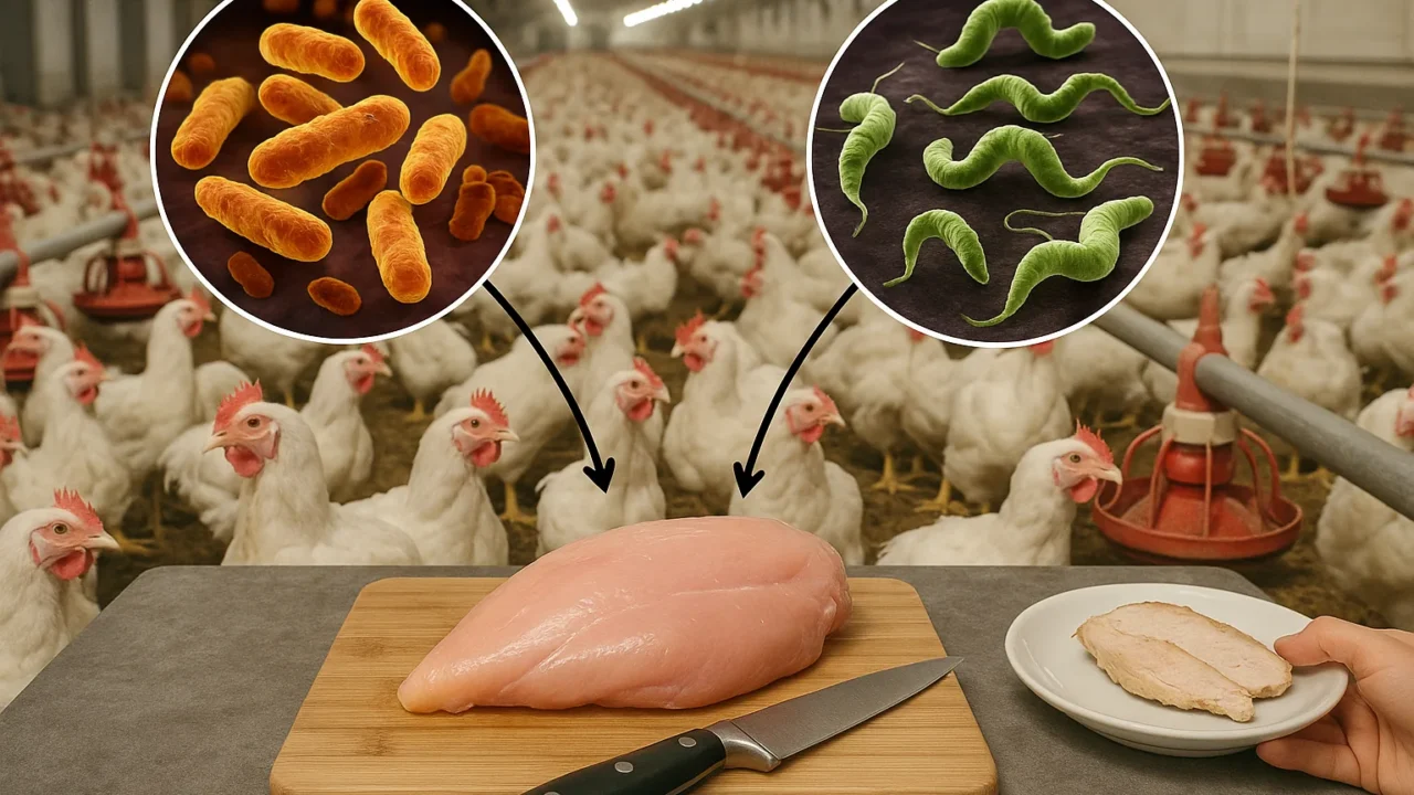 Salmonella e Campylobacter negli allevamenti intensivi di polli: i rischi per la tavola italiana nel 2026
