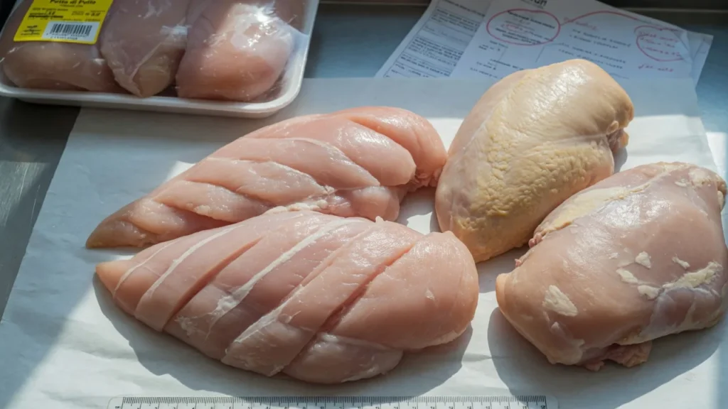Il pollo da allevamento intensivo: strisce bianche, petto legnoso e perdite di peso in cottura