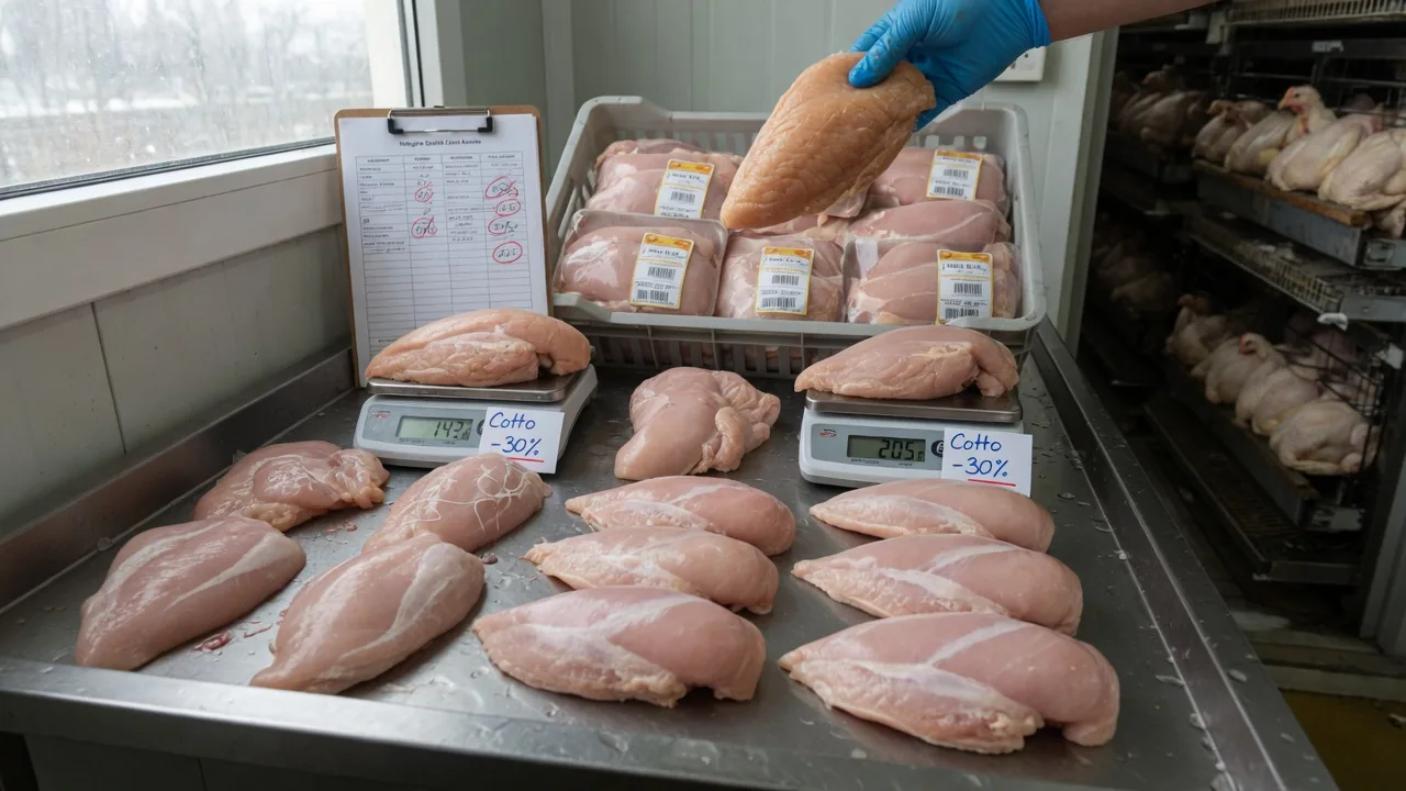 Il pollo da allevamento intensivo: perché il petto si riempie di grasso e acqua